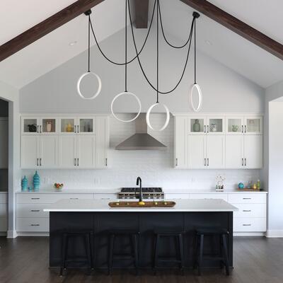 Swag pendants with blackened brass fixtures