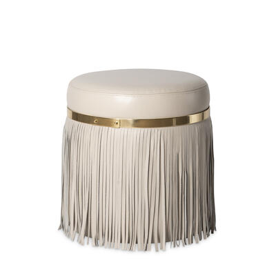 Nobu ottoman in Cream-Stone leather