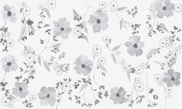 Amitié hand-painted wallcovering in colorway Argent