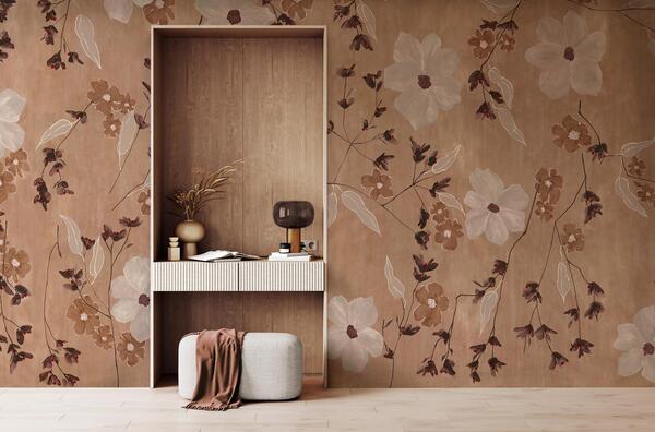 Amitié hand-painted wallcovering in colorway Copper