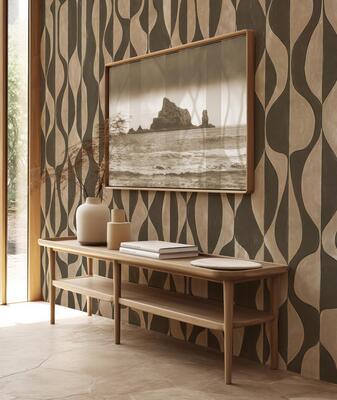 Echo hand-painted wallcovering in colorway Polished Bronze
