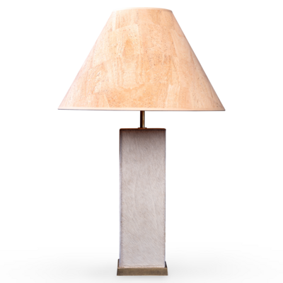 Keira column table lamp in Cream cowhide