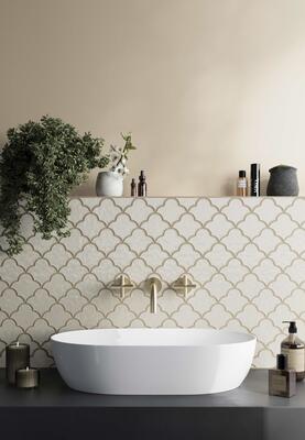 Trend 2/6, Curved Lines: Annie Selke Bloom white porcelain wall and floor tile • 683448