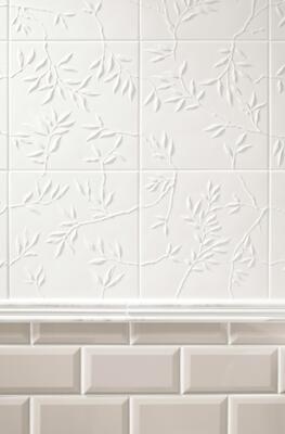 Trend 1/6, Botanical Motifs: 4-D Nature white porcelain wall tile, 8" 
 • 494452