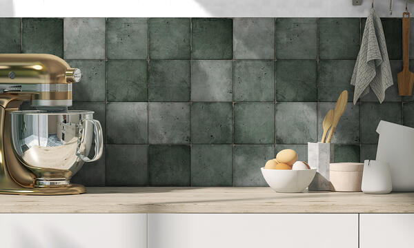 Trend 4/6, Antique Allure: Antique Green porcelain wall and floor tile, 6" x 6" • 484297