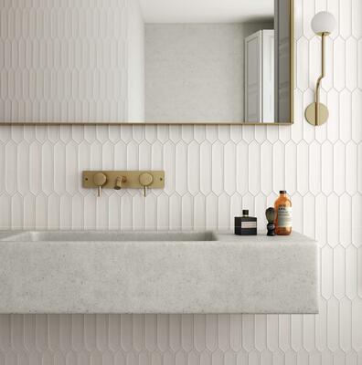 Trend 6/6, Non-Basic “Basics”: Lanse matte white picket ceramic wall tile, 2" x 9" • 484072