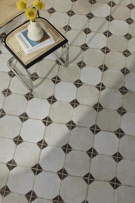 Trend 4/6, Antique Allure: Yard Black ceramic wall and floor tile, 18" x 18" • 681685