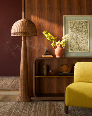 Ripa floor lamp • RPA-001; Kenwood accent chair • KNW-003; Paxton console table • PXO-001