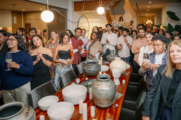 Guests listened to welcome remarks over displayed products from Marble Lotus