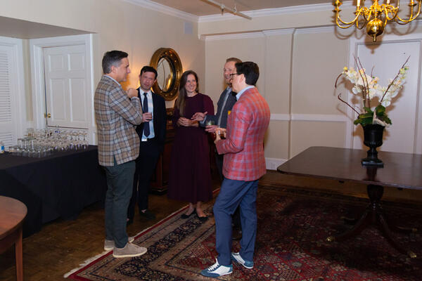 Andy Bray from Vanguard (left) and Josh Jarboe from Four Hands (second from right) chat with BOH's Billy Fisher, Kaitlin Petersen and Dennis Scully