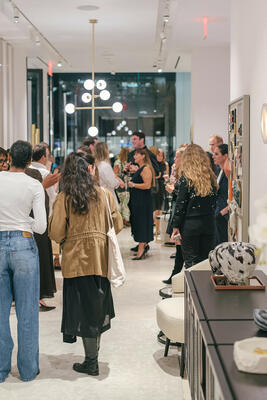 Guests mingling in the Frato showroom