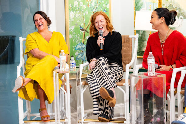 Rebekah Zaveloff, Stephanie Sabbe and Noz Nozawa sharing a laugh during the panel