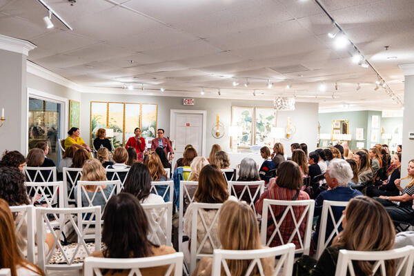 Guests enjoying the panel about female-owned design businesses 