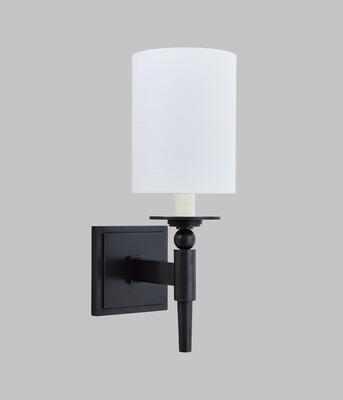 Shown in bronze and also available in a two-arm version, the Candover wall light is evolved from the Stratton chandelier