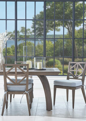 Aswan teak dining table and chairs by Hable Outdoor