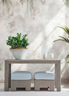 Yara woven console and stools by Hable Outdoor