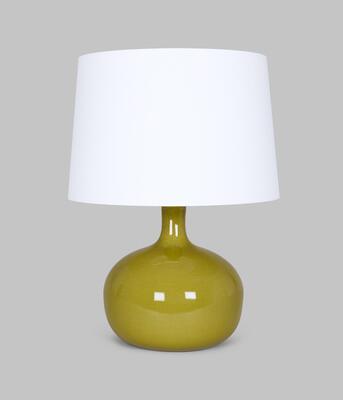 The Westbourne table lamp is available in orange or olive green