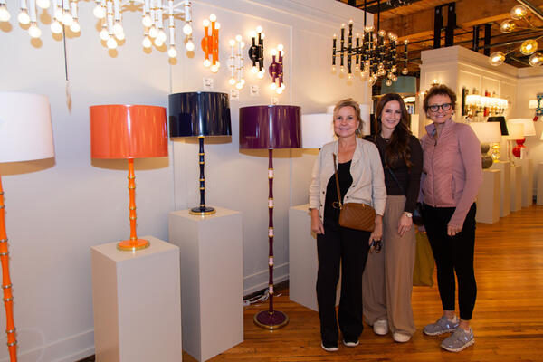 Robert Abbey customers in front of the new Kane Collection, named for the Hawaiian god of creation and light