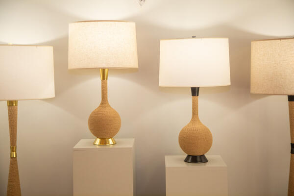 Table lamps from the Hatteras collection, which is also available as pendant lights