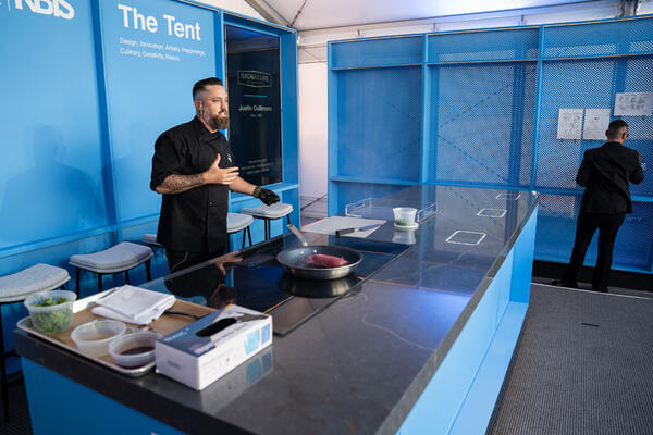 Chef Justin Cullimore prepares a tasting courtesy of Signature Kitchen Suite