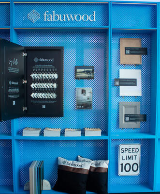 The Tent sponsor Fabuwood displayed their range of finishes and door styles in a "Cabinet of Curiosity"