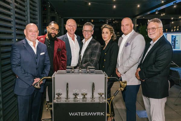 Michel Perez of Watermark Design, Nathan Figueroa of ST Sales Corp, Keith Gordon and Barry Goralnick of Goralnick Architecture Design Studio, Geraldine Morrison and Matt Farwell of Watermark Designs, and Steve Toor of ST Sales Corp