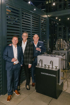 Matt Vecchiolla and Michel Perez of Watermark Designs, with Barry Goralnick (center)