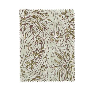 Chrysanthemum Olive block-printed fabric