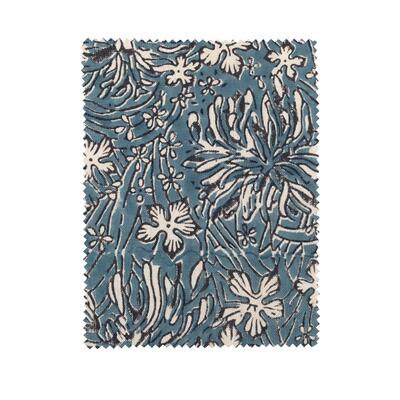 Chrysanthemum Aegean block-printed fabric