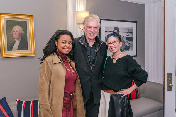 Tracie Strahan of NBC News with actor Christopher McDonald and Lana Mason