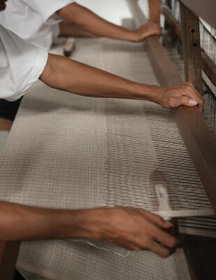 Stratus woven-to-size grassweave windowcovering on the loom