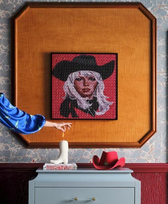 Dimestore Cowgirl, made of painted bottle caps