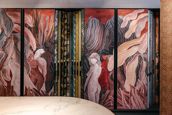 The showroom features Arte’s full line, including large-scale murals and panoramics