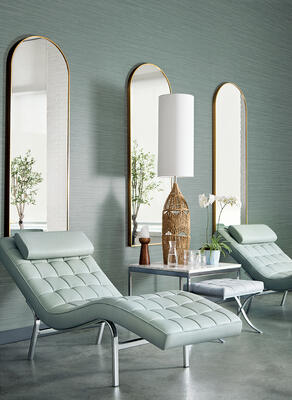 Kendari Grass wallcovering, Cabretta and Ainsley fabrics