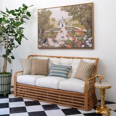 Afternoon in the Garden is printed on linen canvas with hand-applied paint for added depth