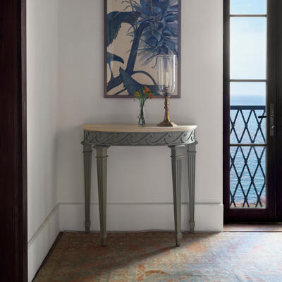 The Dorian demilune is an elegant balance of classical details and graceful proportions