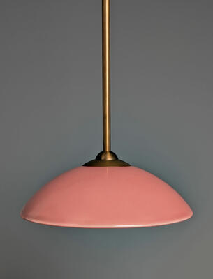 Straight pendant in Dusty Rose Gloss and Antique Brass