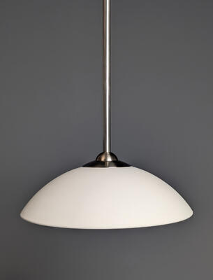 Straight pendant in White Crackle Gloss and Satin Nickel