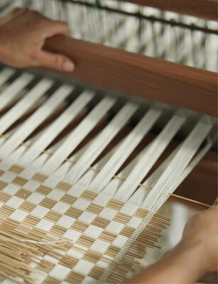 Klara woven-to-size grassweave windowcovering on the loom