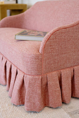Box pleats, now available on the Eloise chair and settee 