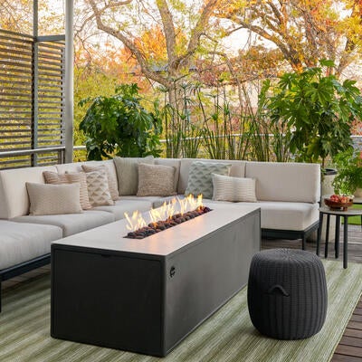 New rectangle fire table from Kravet x Brown Jordan