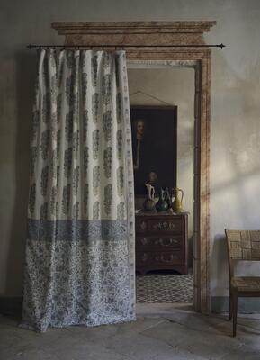 Featuring floral motifs of unfurling leaves, Sanganeri honors the craft of Indian block printing