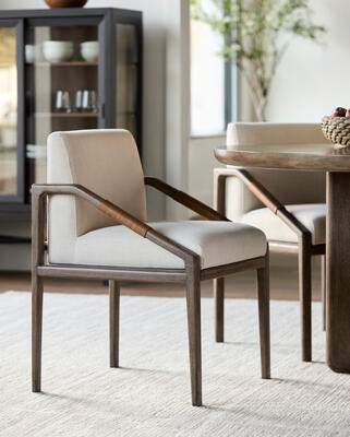 Atra dining chair (BOAT-005) with wrapped-leather detail