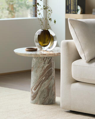 Portola end table (BOPT-001), made with polished marble