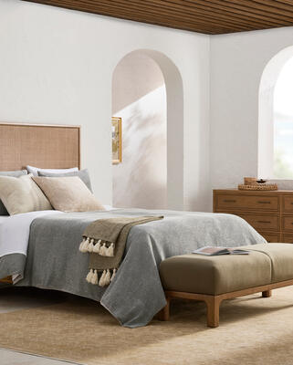 Hermosa bedroom collection (BOHR-001, BOHR-003) and Bradly bench (BOBD-002)