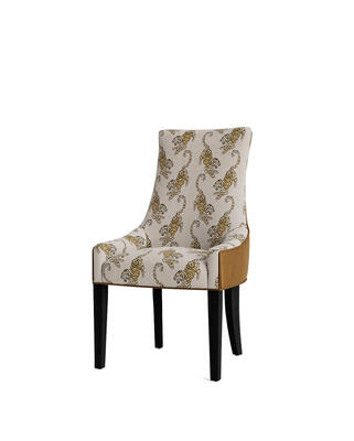 Ada side dining chair in Sumatra: Antique Gold (outside) and iridescent velvet: Bronze (outside)