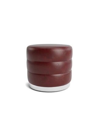 Gemma leather ottoman in Marston Italian leather: Currant