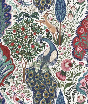 Peacock Garden wallpaper in Ruby (MKS028-R-Roll)