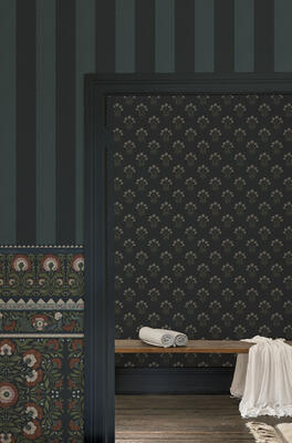 Pietra mural and Geranium wallpaper in Topaz
