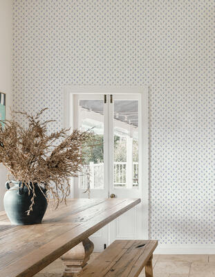 Posey wallpaper in Sapphire (MKS024-S-Roll)